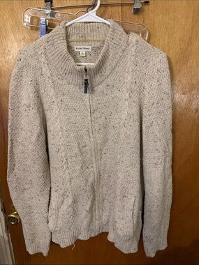 Studio Works Cream Speckled Zip-Front Cardigan Sweater